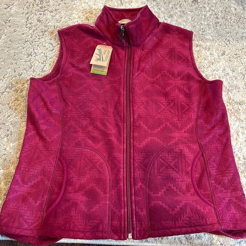 Woolrich‎ Fleece Full Zip
Vest Printed Andes Vest Size M NWT pinkish purple